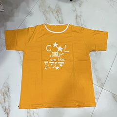 Yellow with white print shirt