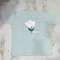 Cyan with flower print shirt
