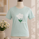 Cyan with flower print shirt