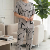 Gray and black heart printed suit