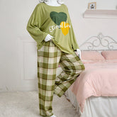 Green shirt & check trouser