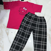 Printed shirts with check trouser
