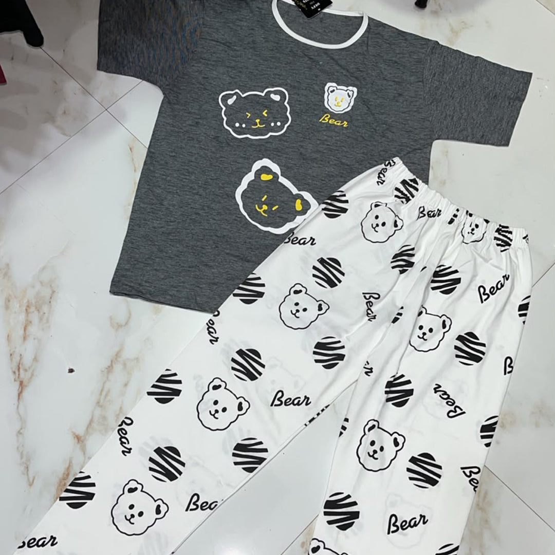 Grey and white 3 Bear Printed