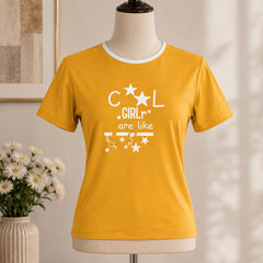 Yellow with white print shirt