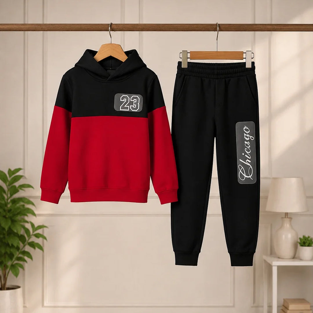 Red and Black Kids Winter Suit