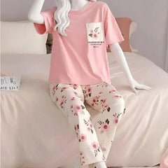 Light pink with white flower printer trouser