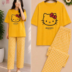 Hello Kitty with check trouser
