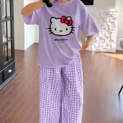 Hello Kitty with check trouser