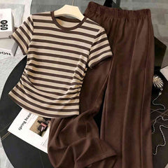 Brown Striped shirt and Brown trouser