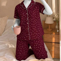 Maroon with white Printed Suit