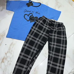Printed shirts with check trouser