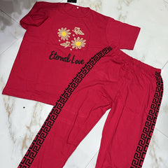 Red with black line artwork printer  trouser