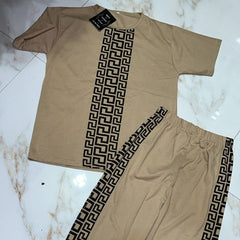 Light brown with black line artwork printer  trouser